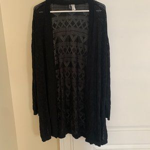 Black Rib- knitted Cardigans
